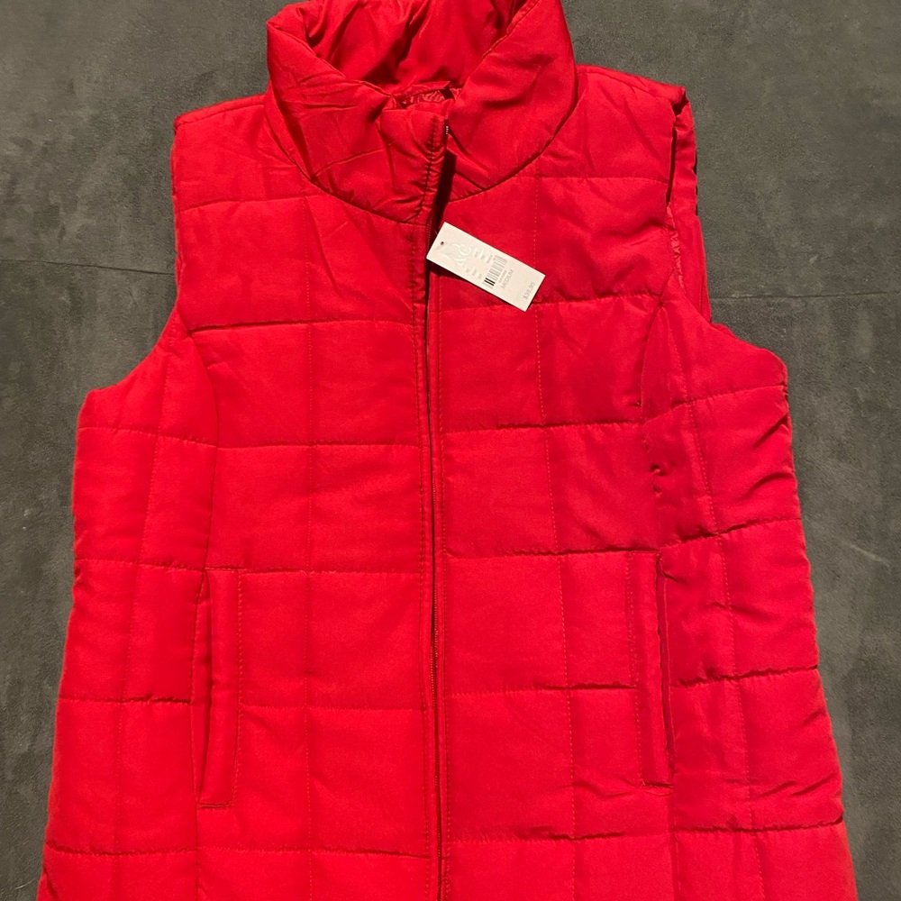 New York & Company Vibrant Red Quilted Vest